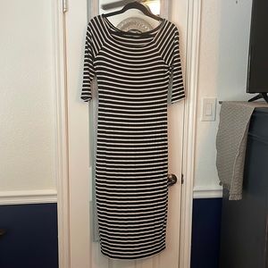 Monteau quarter length dress black and white stripes